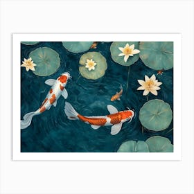 Koi Fish On Acrylic 2 Art Print