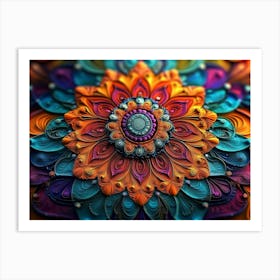 Abstract Flower Mandala Art Print