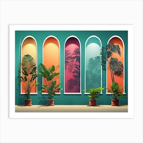 Tropical Plants In The Window Art Print