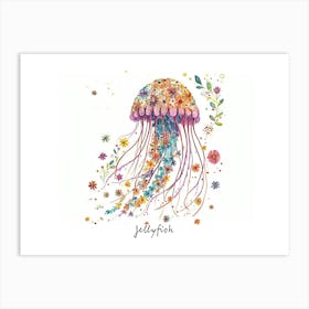 Little Floral Jellyfish 2 Poster Art Print