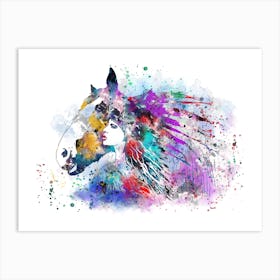 Indian Woman With Horse Watercolor Art Print