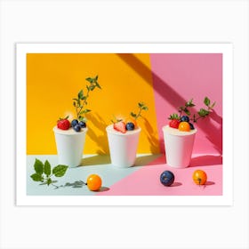 Three Cups Of Fruit Art Print