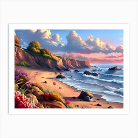 Twighlight Blooms Beside The Coastal Sands Art Print