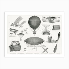 Aeronautics Aerial Machines Vintage Steampunk Illustration Art Print