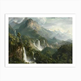 Waterfalls In The Mountains Art Print