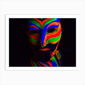 Woman With Make Up Art Of Glowing Uv Fluorescent Powder 2 Art Print