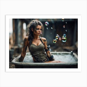 Girl In A Tub Art Print