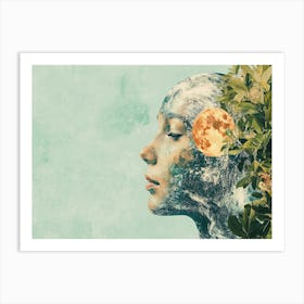 Woman With Plants On Her Head 1 Art Print