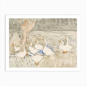 Spring Duck Farmhouse Painting Art Print