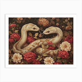 Floral Animal Illustration Snake 1 Art Print