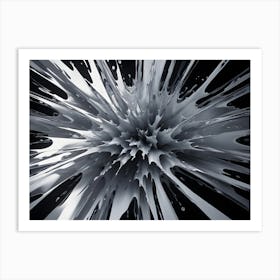 Abstract 3d Rendering Of A Silver, Liquid Like Substance Exploding Outwards, Creating A Dramatic, Radial Pattern Art Print