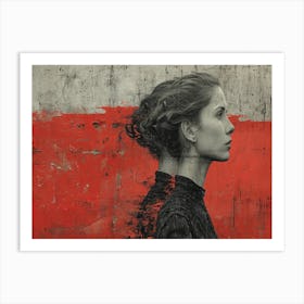 Temporal Resonances: A Conceptual Art Collection. Girl In The Red Coat Art Print