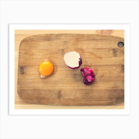 Three Eggs On A Cutting Board Art Print