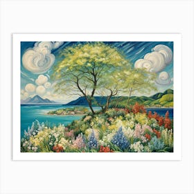 Tree By The Sea Art Print