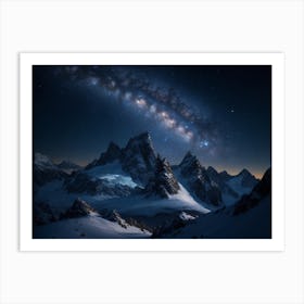 Starry Night Sky Over The Mountains Art Print