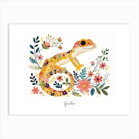 Little Floral Gecko 1 Poster Art Print