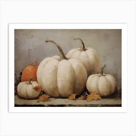 White And Orange Pumpkins, Oil Painting 3 Art Print