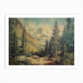 Vintage Wooded Pines 5 Art Print