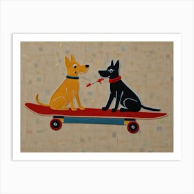 Skateboard Dogs Art Print