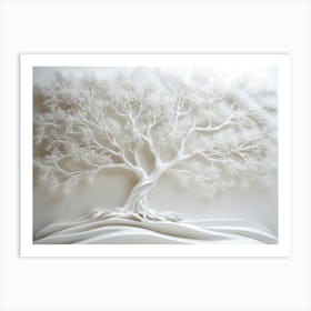 3d Relief White Tree Artwork Art Print