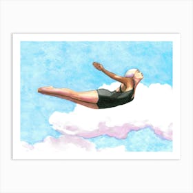 High Diver In Lavender Clouds Art Print