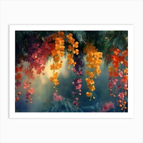 Elegant Colorful with Vibrant Flower Hanging Branches Art Print