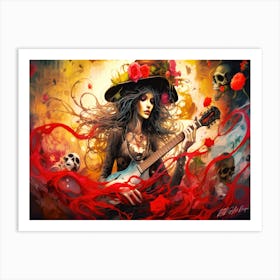 Witches And Music 5 - Mysticals With A Guitar Art Print