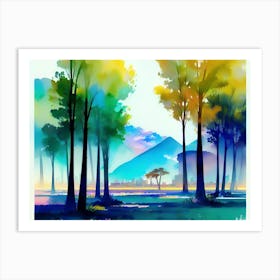 Watercolor Of Trees 2 Art Print