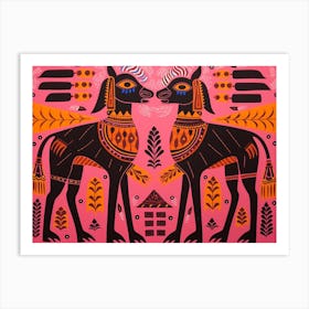 Wild Dog Folk Style Animal Illustration Art Print