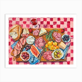 Mediterranean Mezze Platter Pink Checkerboard 1 Art Print