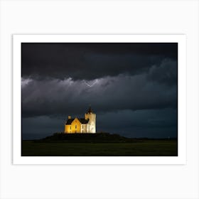 Lightning Over The Castle 1 Art Print