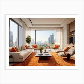 An Elegant Living Room In The Heart Of Autumn Brimming With Fine Furniture A Comfortably Plush Sof (1) 1 Art Print