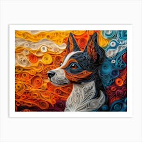 Brazilian Terrier Paper Quill Dog Portrait Art Print