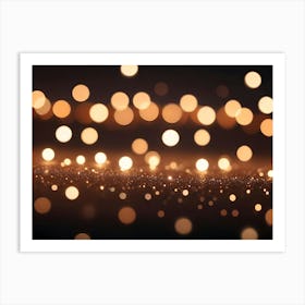 Abstract Bokeh Background With Warm, Golden Lights On A Black Background Art Print