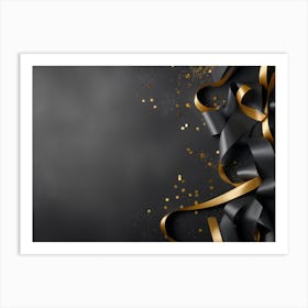 Black And Gold Ribbon Background Art Print