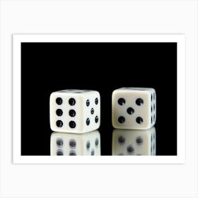 Dice On A Black Surface Art Print