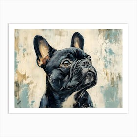 Minimal Frenchie With Blue Background 5 Art Print