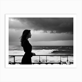 Woman Looking At The Sea Art Print