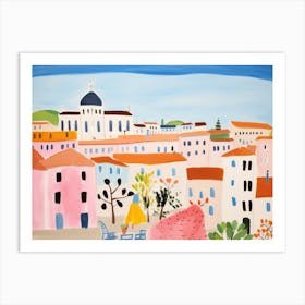 Perugia Italy Cute Watercolour Illustration 3 Art Print