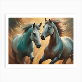 Two Horses In Flight 2 Art Print