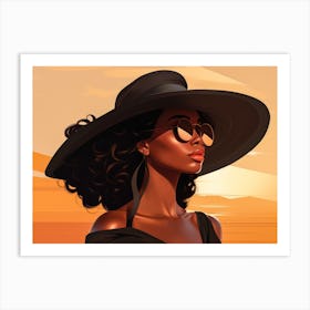 Illustration of an African American woman at the beach 89 Art Print