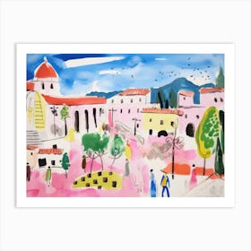 Reggio Emilia Italy Cute Watercolour Illustration 1 Art Print