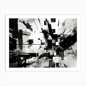 Distorted Reality Abstract Black And White 1 Art Print