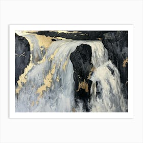 Gold And Black Waterfall Art Print