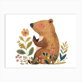 Little Floral Beaver 1 Art Print