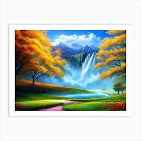 Waterfall Painting 2 Art Print