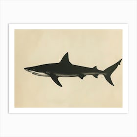 Pelagic Thresher Shark Grey Silhouette 2 Art Print