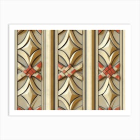 Seamless Relief Sculpture Designation Retro Pattern Curve Cross Art Print