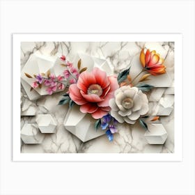 Marble Flowers 1 Art Print