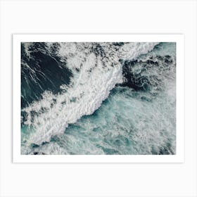 Teal Blue Ocean Waves Art Print